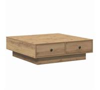 Table basse contemporaine - vidaXL - Chêne artisanal - Bois d'ingénierie - 90x90x28 cm - 2 tiroirs - Assemblage requis