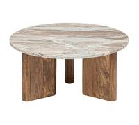 Atmosphera Créateur d'Intérieur - Table Basse Coppa en Marbre et Manguier - Table d'Appoint pour Chambre, Salon, Bureau - D92cm