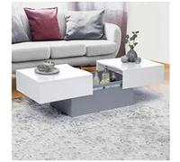 IDMarket - Table Basse coulissante rectangulaire Marta Bois Gris et Plateau Blanc