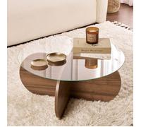 Table basse Cugnoli Dmora, en bois noble noyer marron 75x75x35h cm