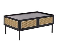 Table basse CULLEN Rotin Noir avec rangement