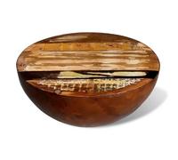 Table basse - CUQUE - CQ019 - Bois de récupération massif - Base en acier - Forme ronde