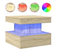 Table basse - CUQUE - CQ019 - Chêne sonoma - 50x50x40 cm - Lumières LED RVB