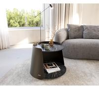 Table-basse Daban 59x59 cm Céramique Laminam®Noir Desir Marron Piétement Métal couleur titane
