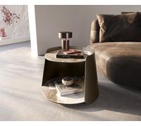 Table-basse Daban 59x59 cm céramique Minas Melange blanc-beige piètement métal coloris titane