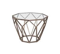 HAKU Table basse Damon – métal laqué, verre trempé 8 mm – Bronze (55 cm)