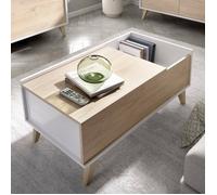 Table basse Dburs - Dmora - Mélamine - Chêne, blanc 99x63h41 cm