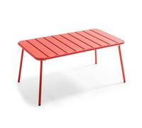 Table basse de jardin acier rouge 90 x 50 cm Palavas, Oviala