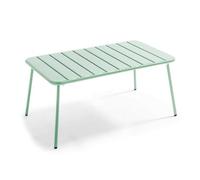 Table basse de jardin acier vert sauge 90 x 50 cm Palavas, Oviala