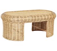 Beliani Table Basse de Jardin Boho en Rotin 96 x 60 cm Résistance Extérieur Moyenne Naturel Livadeia