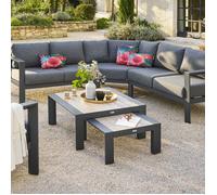 Table basse de jardin carrée ÉVASION Graphite Honey 67 x 31 cm - Aluminium traité époxy Hespéride