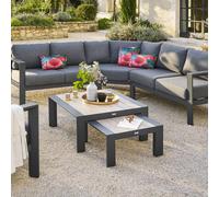 Table basse de jardin carrée ÉVASION Graphite Honey 67 x 31 cm - Aluminium traité époxy Hespéride