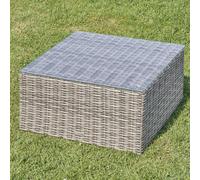 Table basse de jardin carrée MOORÉA Terre d'ombre 72 x 36,5 cm - Aluminium traité époxy, Résine tressée synthétique, Verre trempé Hespéride
