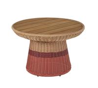 Table basse de jardin corail, terracotta et bois de teck, Ø70 cm 70x46x70cm Rouge
