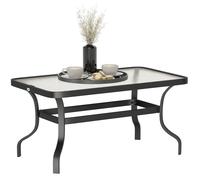 Outsunny Table basse de jardin table d'appoint de patio rectangulaire avec plateau en verre trempé design à ondulations, pour extérieur, terrasse, balcon, 95 x 55 x 46 cm, noir