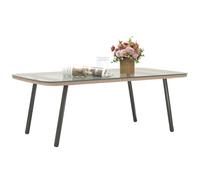 Table basse de jardin - Outsunny - avec plateau verre trempé 5 mm - cadre en acier - 110 x 60 x 40 cm - effet bois naturel