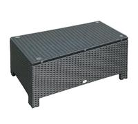 Outsunny Table Basse de Jardin Plateau Verre trempšŠ 5 mm rotin tressšŠ 85 x 50 x 39cm Max. 50 kg Noir