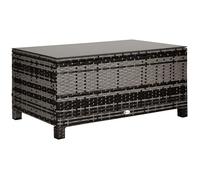 Outsunny Table basse de jardin Plateau verre trempé 5 mm rotin tressé 85x50x39 cm max 70 kg gris