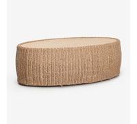 Table Basse De Jardin Ovale 105x60 Cm En Bois D'acacia Et Rotin Synthétique Clarnyx Naturel Multicolore