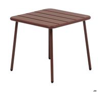 Table basse de jardin carrée PHUKET Acajou 45 x cm - Acier traité époxy, Traitement anti-rouille renforcé Hespéride