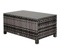 Outsunny Table Basse de Jardin Plateau Verre trempšŠ 5 mm rotin tressšŠ 85 x 50 x 39cm Max. 70 kg gris