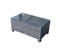 Table basse de jardin plateau verre trempé 5 mm rotin tressé 85 x 50 x 39cm Max. 50 kg marron