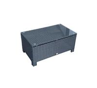 Outsunny Table basse de jardin plateau verre trempé 5 mm rotin tressé 85 x 50 x 39 cm noir
