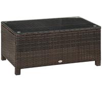 Table Basse de Jardin Plateau Verre trempšŠ 5 mm rotin tressšŠ 85 x 50 x 39cm Max. 50 kg Marron