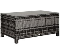 Table Basse de Jardin Plateau Verre trempšŠ 5 mm rotin tressšŠ 85 x 50 x 39cm Max. 70 kg gris
