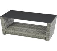 Table basse de jardin POLYNÉSIA Havane 100 x 54 38 cm - Aluminium traité époxy, Résine tressée synthétique, Verre trempé Hespéride