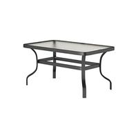 Outsunny Table basse de jardin table d'appoint de patio rectangulaire avec plateau en verre trempé design à ondulations, pour extérieur, terrasse, balcon, 95 x 55 x 46 cm, noir