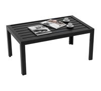 Outsunny Table basse de jardin table d'appoint de patio rectangulaire avec cadre en acier et plateau à lattes, pour extérieur, terrasse, balcon, 101,5 x 61 x 46 cm, noir