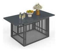 IDMARKET Table basse de jardin relevable rectangulaire 100 cm RIO structure métal et cordage gris anthracite