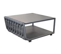 Table basse de jardin résine tressée plateau verre finition céramique - Hug - L.81 x l.71 cm