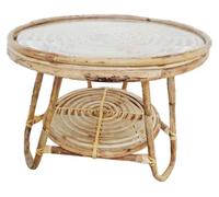 Table Basse Rotin Et Plateau De Verre - Rinca - Jardiline