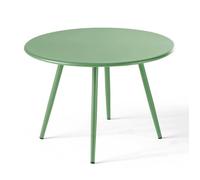 Table basse de jardin ronde en métal vert cactus 50 cm Palavas, Oviala