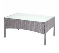 Table Basse De Jardin Table D'appoint En Poly-Rotin Avec Plaque De Verre Gris 04_0005060 Gris