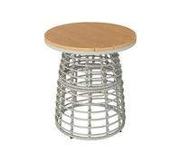Outsunny Table basse de jardin, table d'appoint extérieur ronde en résine aspect rotin métal et plateau composite, Ø 45 x 50 cm gris