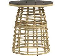 Outsunny Table basse de jardin, table d'appoint extšŠrieur ronde en ršŠsine aspect rotin mšŠtal et plateau composite, ? 45 x 50 cm naturel