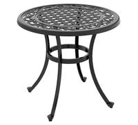 Table basse de jardin - Table pour balcon - Design vintage - 60 x 60 x 53 cm - Bois et aluminium moulé - Montage requis - Noir