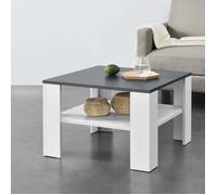 Table Basse De Salon Aachen 60 x 60 x 40 cm Blanc et Gris Foncé [en.casa]