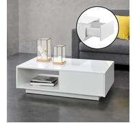Table Basse de Salon Biskra 95 x 55 x 31 cm Blanc Brillant [en.casa]