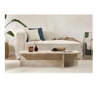 Table basse de salon en bois MDF mélaminé effet travertin 120 x 45 x 30 cm charge 27 kg