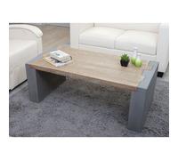 Table Basse De Salon Hwc-A15, Design Béton Sapin Massif Rustique 46x122x60cm Multicolore