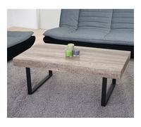 Table Basse De Salon Kos T576, Mvg 40x110x60cm Chêne Sauvage, Pieds Métalliques Foncés Multicolore