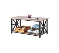 Table basse de salon rectangulaire rangement ouvert 1000 mm marron et noir