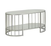 Table basse de salon Smirne en miroir et fer argenté 90x50x45 cm - Réf. VK8681847410638