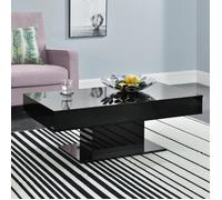 Table Basse de Salon Stylé avec 2 Espaces de Rangement Panneau de Particules 40 x 110 x 60 cm Noir Brillant [en.casa]