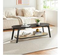 Table basse de salon Taivalkoski bambou 120 x 43 x 40 cm noir effet rotin