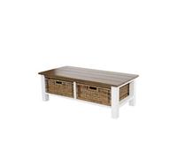 Table Basse De Salon Tula / 38x112x52cm / 2 Paniers Marron